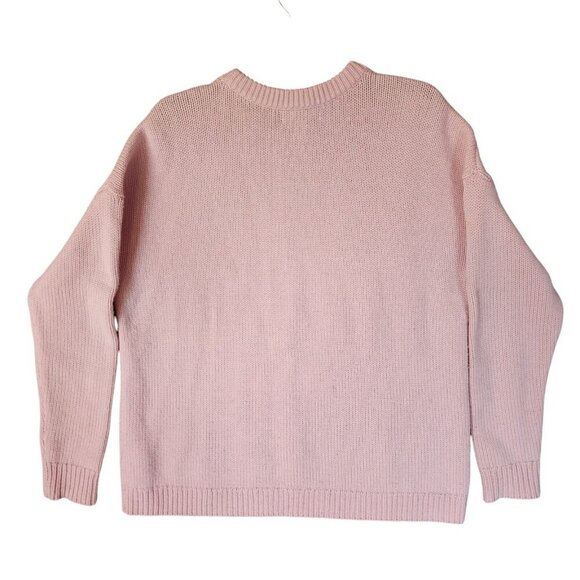 Treasure & Bond Something Navy Sweater Women Medium Pink Crew Neck Long Sleeves - Picture 2 of 9